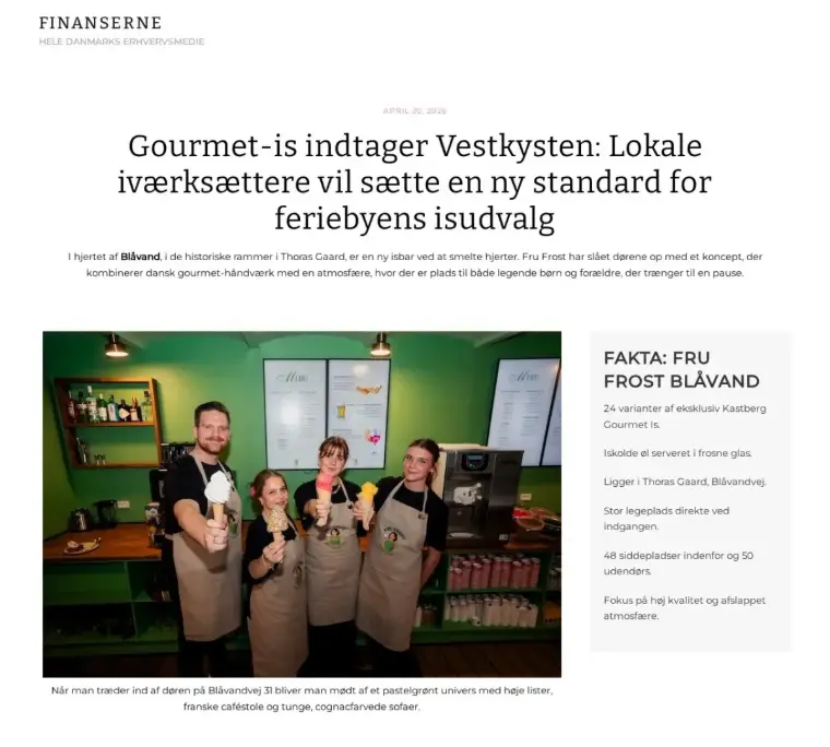 Artiklen om gourmet-isbaren Fru Frost i Blåvand på Finanserne.dk